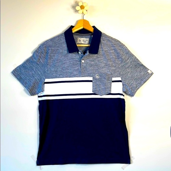 Original Penguin Gray and Blue Polo Shirt Sporty Casual Design - Picture 1 of 5